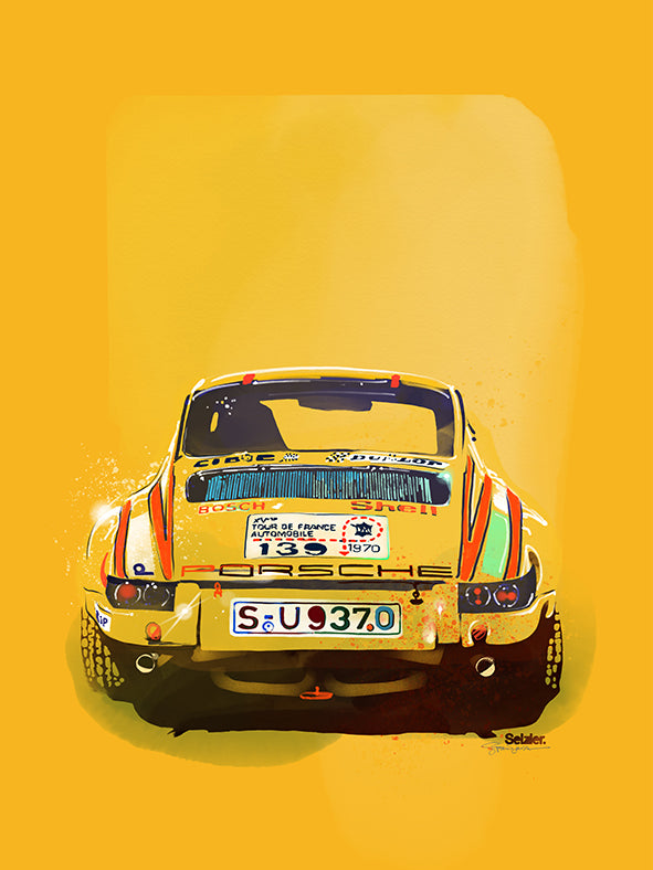 RS Porsche 911 n° 139 Tour Auto 1970 original drawing