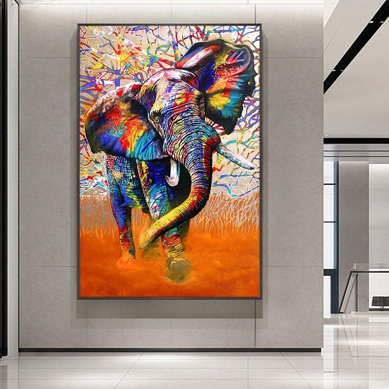 Color Elephant Art Graffiti Animal Canvas Painting Posters - kigrumi