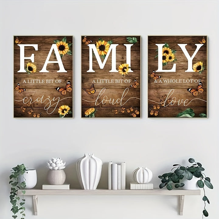 3pcs/set Family Sunflower Butterfly Wall Decor