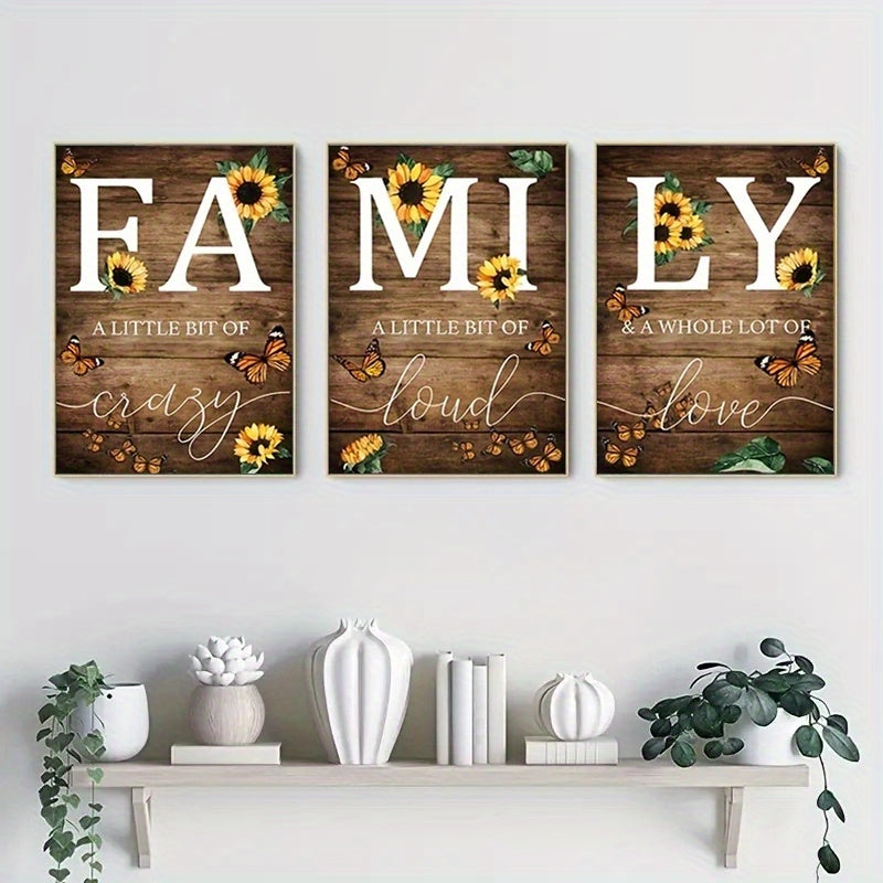 3pcs/set Family Sunflower Butterfly Wall Decor