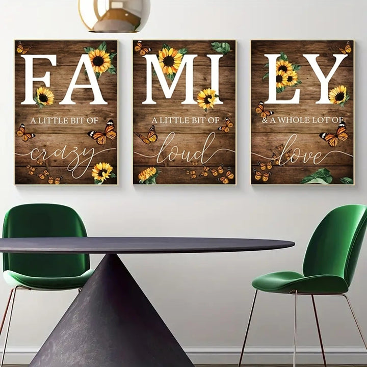 3pcs/set Family Sunflower Butterfly Wall Decor