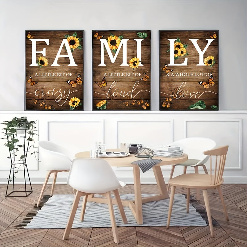 3pcs/set Family Sunflower Butterfly Wall Decor