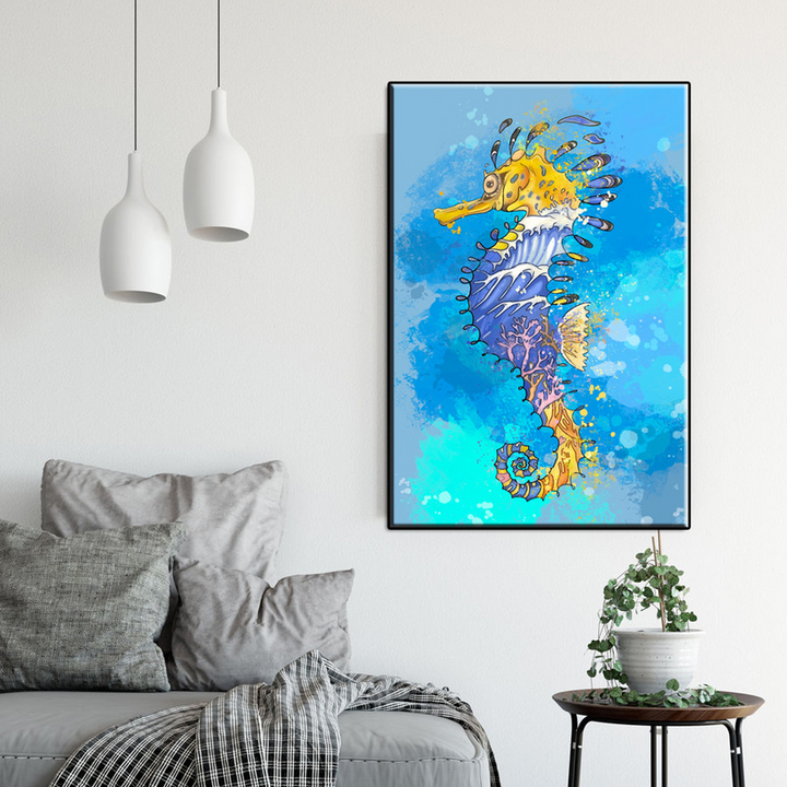 Lined Seahorse Canvas Prints - Seahorse Decor