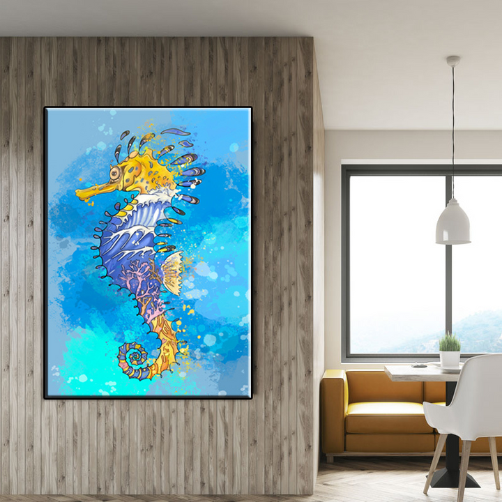 Lined Seahorse Canvas Prints - Seahorse Decor