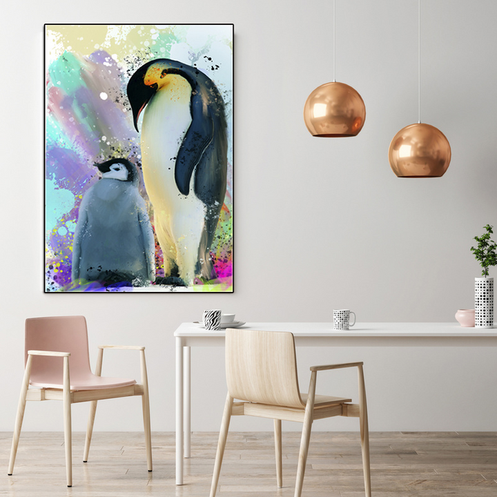 Large Penguin Wall Art - Colorful Penguin Canvas Prints