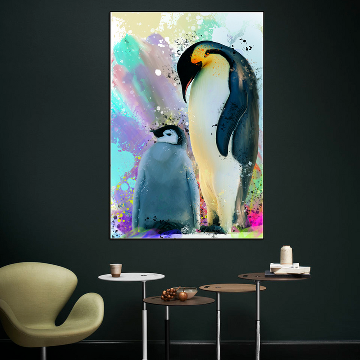 Large Penguin Wall Art - Colorful Penguin Canvas Prints