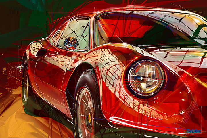 1972 Ferrari Dino 246 GTS Wall Art Painting printed