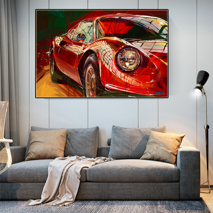 1972 Ferrari Dino 246 GTS Wall Art Painting printed