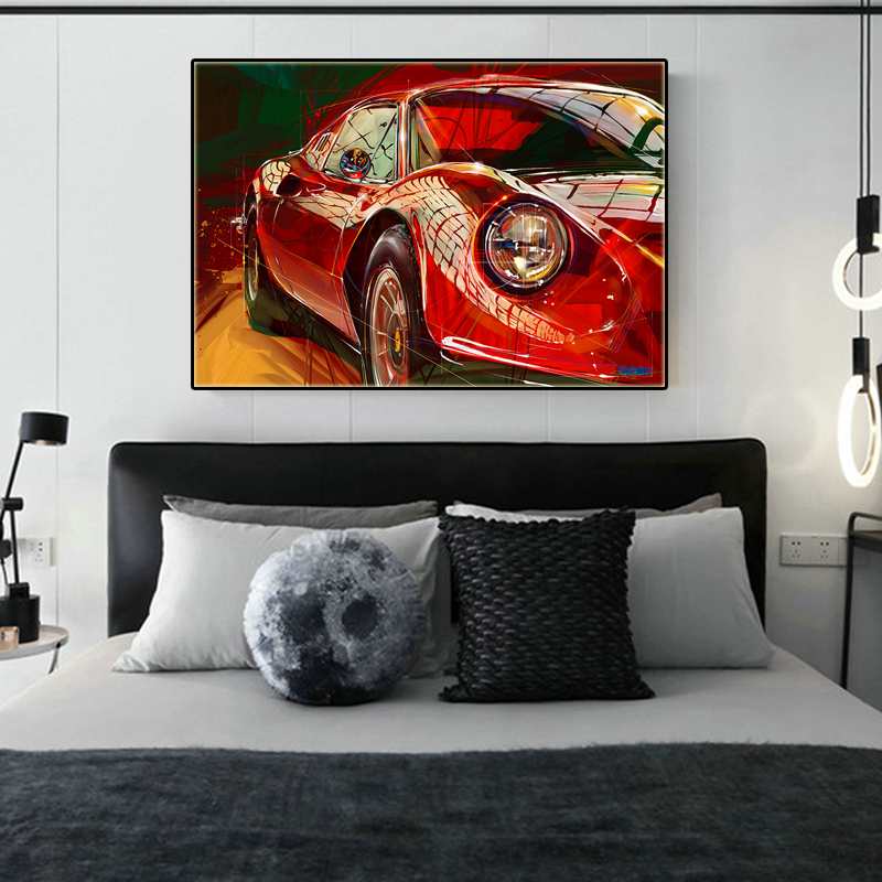 1972 Ferrari Dino 246 GTS Wall Art Painting printed