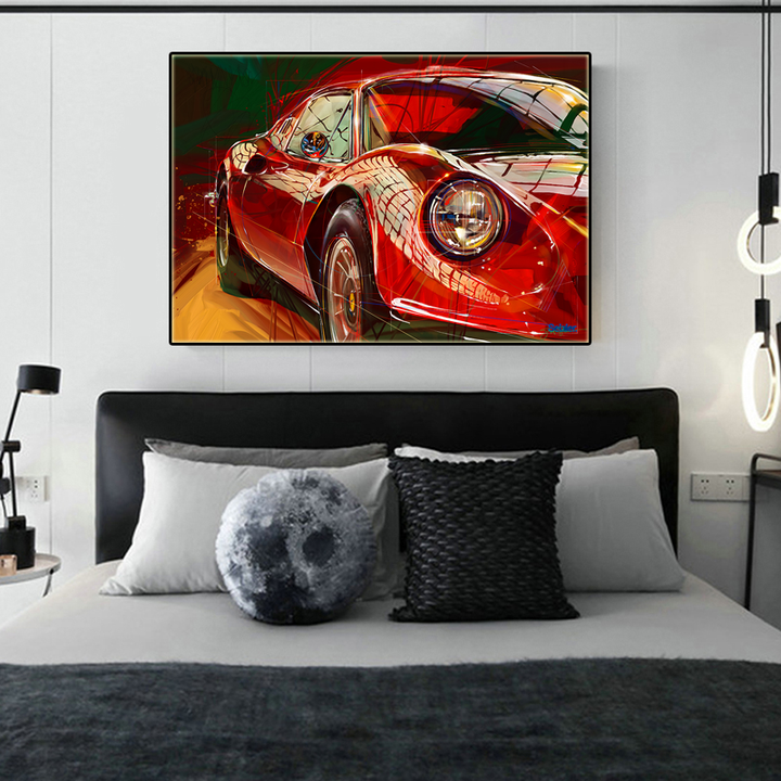1972 Ferrari Dino 246 GTS Wall Art Painting printed