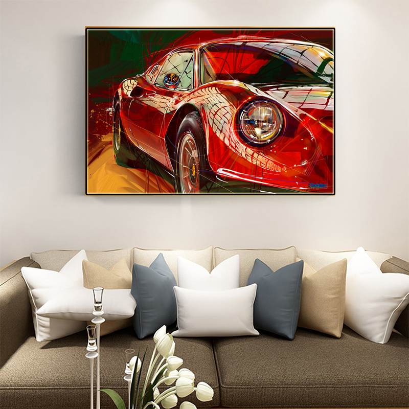 1972 Ferrari Dino 246 GTS Wall Art Painting printed