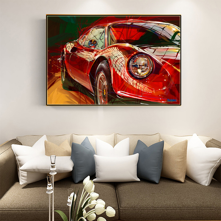 1972 Ferrari Dino 246 GTS Wall Art Painting printed