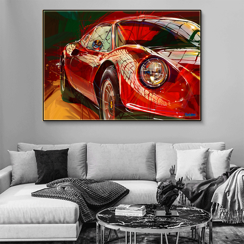 1972 Ferrari Dino 246 GTS Wall Art Painting printed
