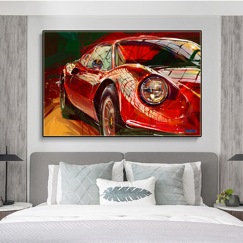 1972 Ferrari Dino 246 GTS Wall Art Painting printed