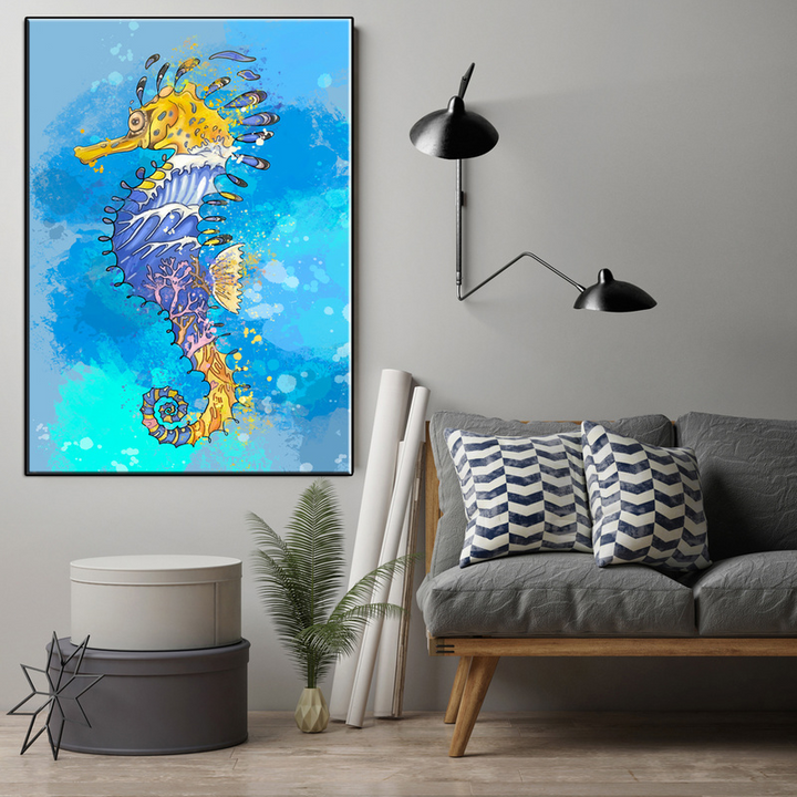 Lined Seahorse Canvas Prints - Seahorse Decor