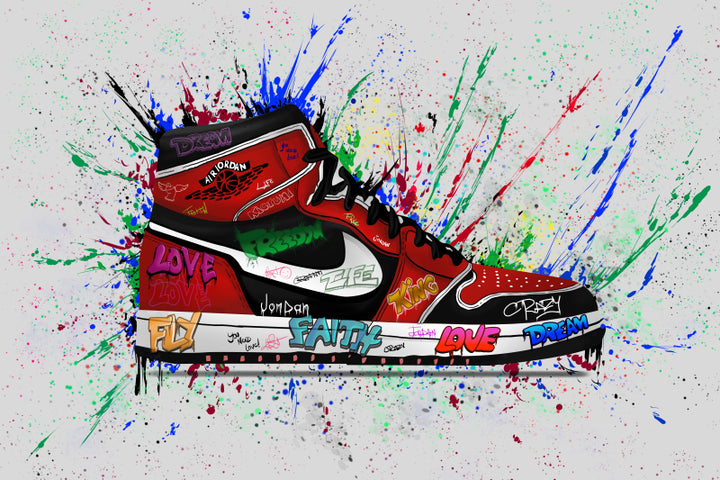 Modern Graffiti Air Jordan Artwork Canvas printed for home decor