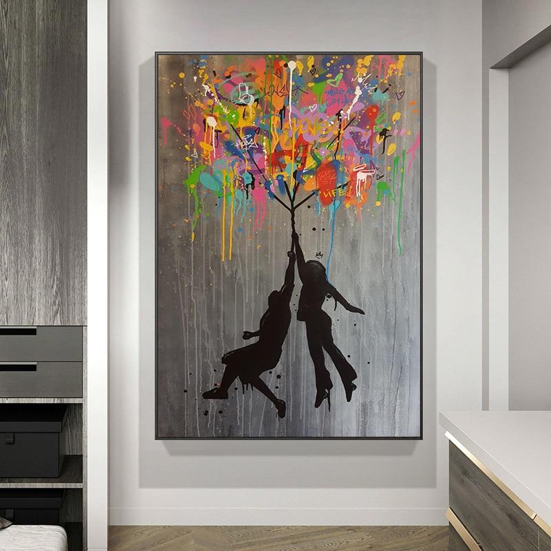 Banksy Balloon Girl Abstract Graffiti Poster Modern Street Art - kigrumi