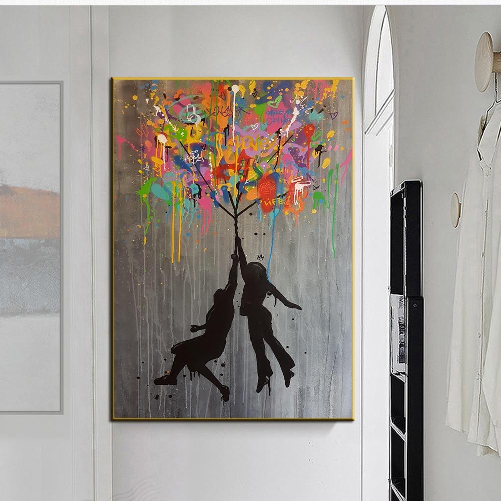 Banksy Balloon Girl Abstract Graffiti Poster Modern Street Art - kigrumi