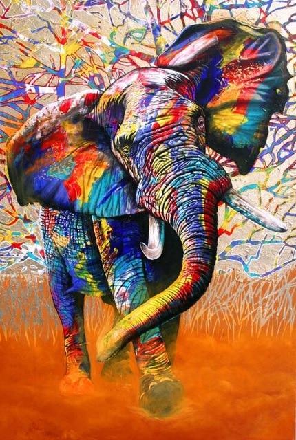 Color Elephant Art Graffiti Animal Canvas Painting Posters - kigrumi