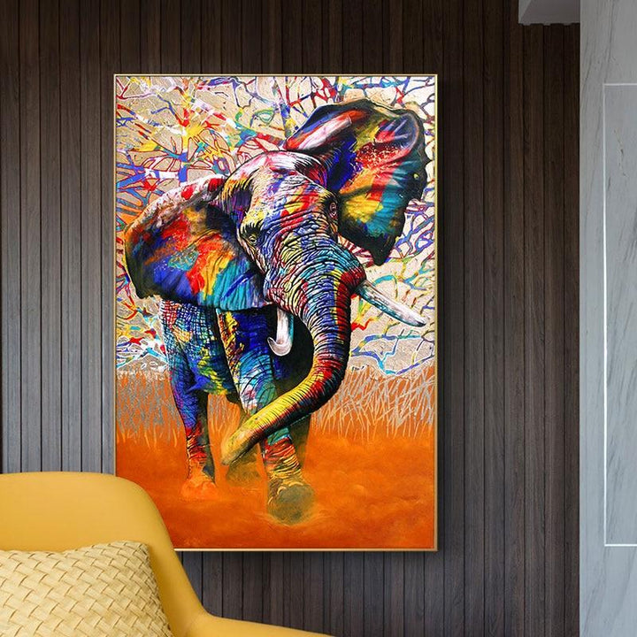 Color Elephant Art Graffiti Animal Canvas Painting Posters - kigrumi