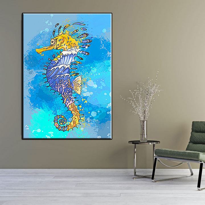 Lined Seahorse Canvas Prints - Seahorse Decor