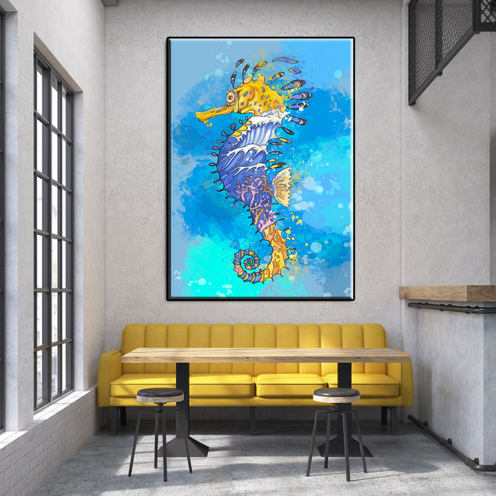 Lined Seahorse Canvas Prints - Seahorse Decor