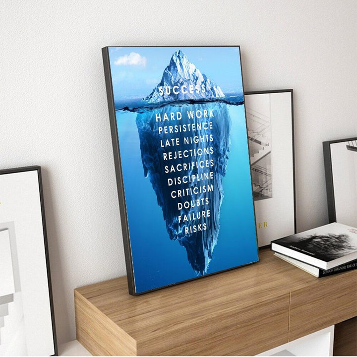 Iceberg of Success Landscape Motivational Canvas Poster - kigrumi