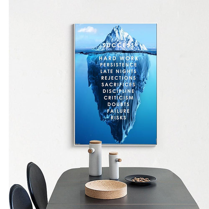 Iceberg of Success Landscape Motivational Canvas Poster - kigrumi