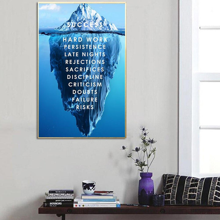 Iceberg of Success Landscape Motivational Canvas Poster - kigrumi