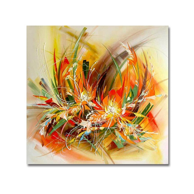 Modern Artist Hand Painted Abstract Flowers Oil Painting