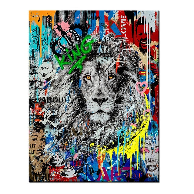 Lion Graffiti Art Canvas Paintings