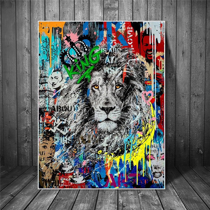 Graffiti Art Lion Canvas Paintings on the Wall Art