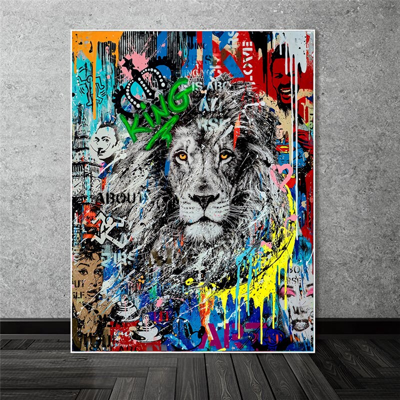 Graffiti Art Lion Canvas Paintings on the Wall Art