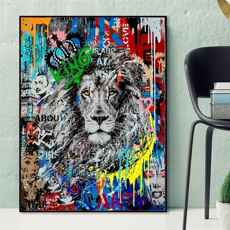 Graffiti Art Lion Canvas Paintings on the Wall Art
