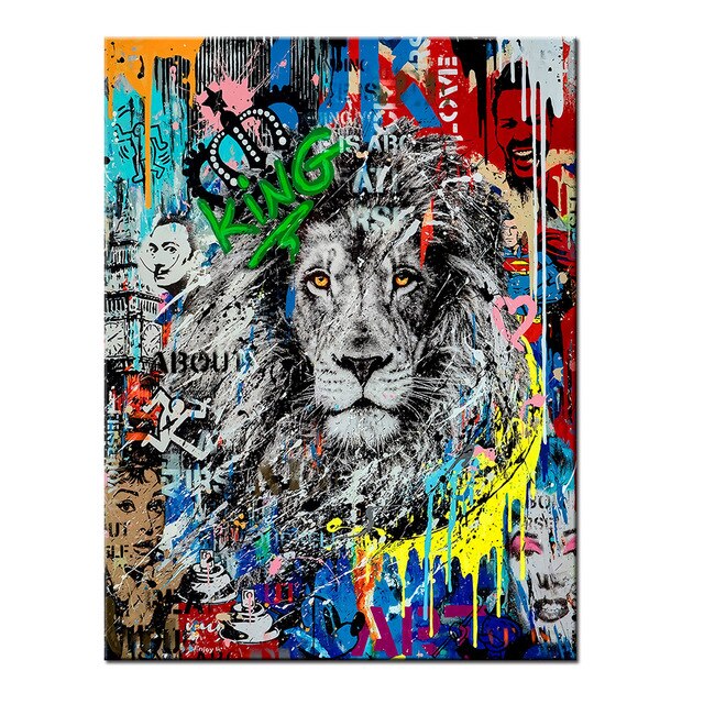 Graffiti Art Lion Canvas Paintings on the Wall Art
