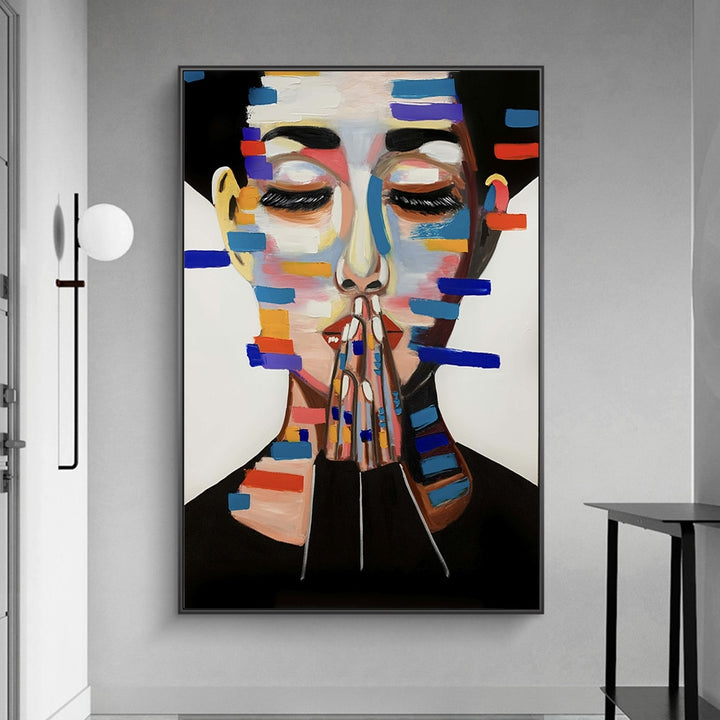 Praying Woman Modern Art Paintings Print