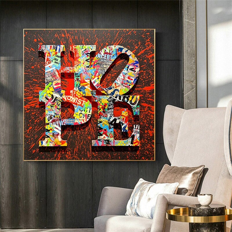 Motivational Artwork Hope Letter Graffiti Art