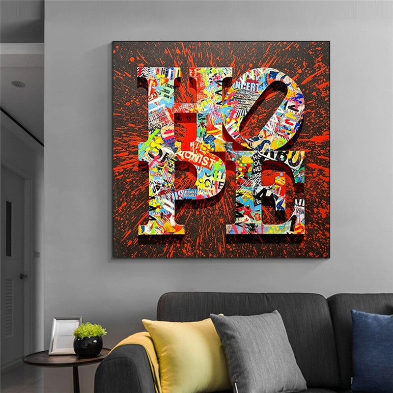 Motivational Artwork Hope Letter Graffiti Art