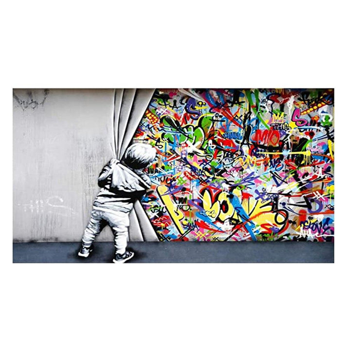 Street Art Banksy Graffiti Wall Art Behind The Curtain - kigrumi